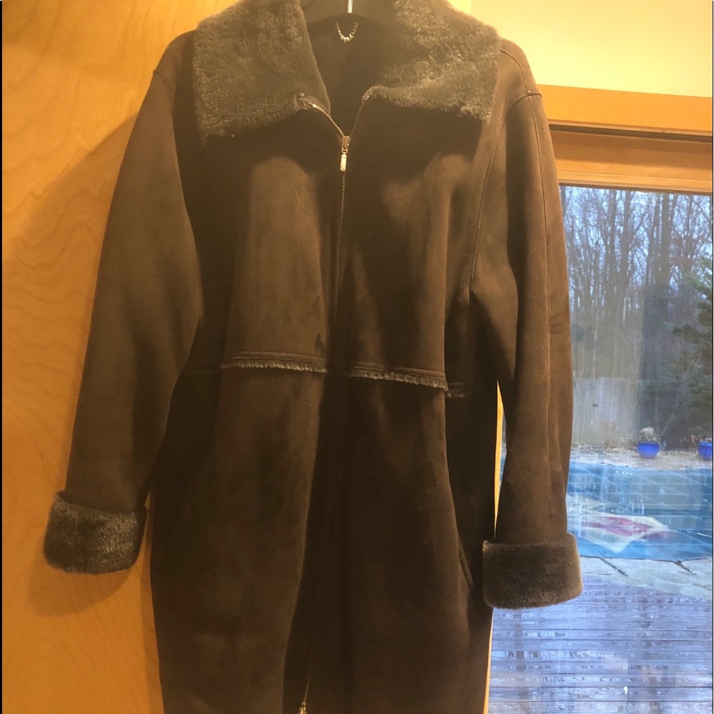 Shearling chocolate brown 3/4 jacket